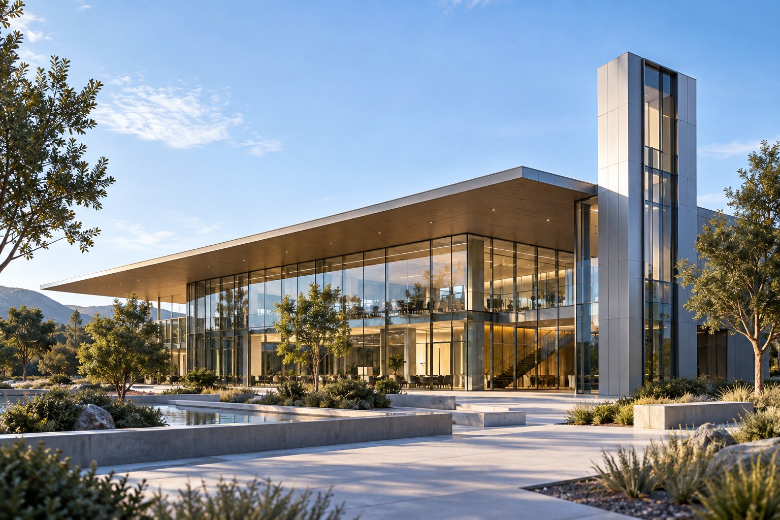 Modern glass technology building